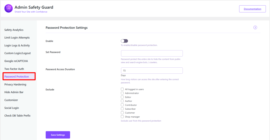 Password strengthening with Admin Safety Guard Pro 
