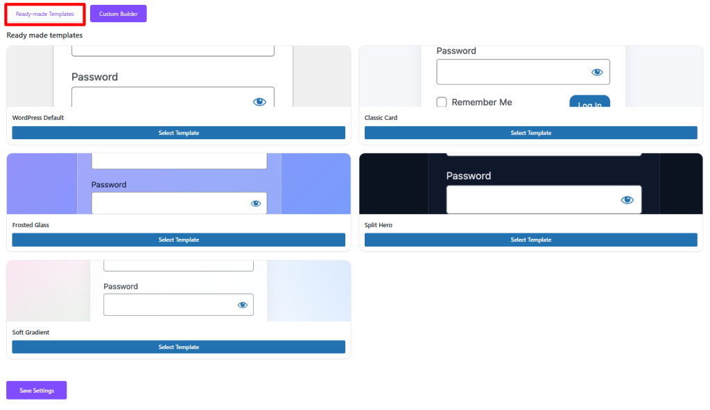 Login Templates in Admin Safety Guard Pro Plugin
