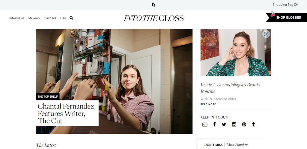 Glossier eCommerce content marketing strategy