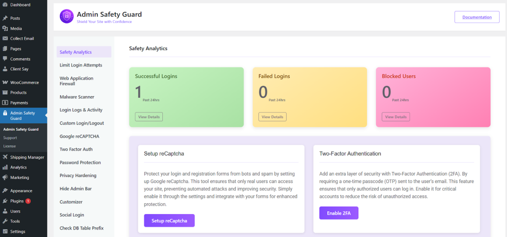 Admin Safety Guard Dashboard 