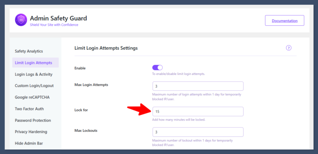 Locking duration for users during limit login attempts in WordPress