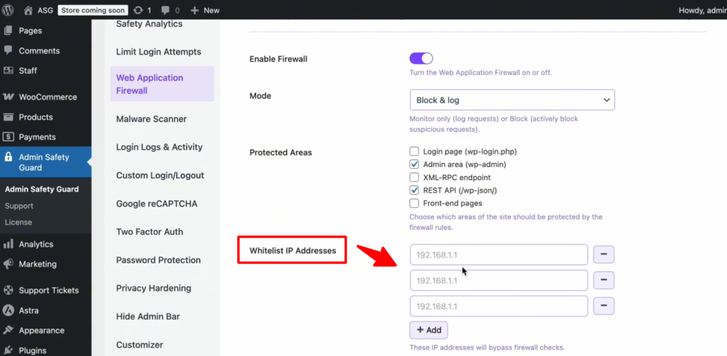 Whitelist IP Addresses to prevent accidental blocks 
