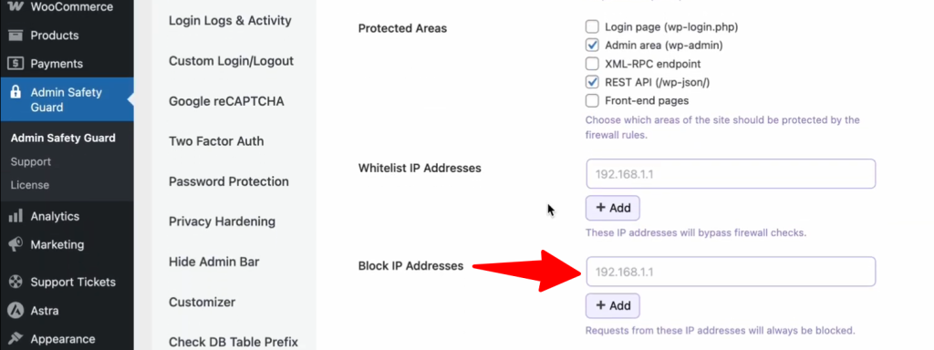 Block specific IP addresses using Web application firewall