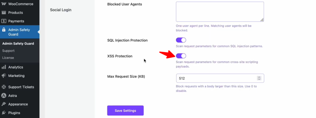 Enable XSS Protection using Admin Safety Guard